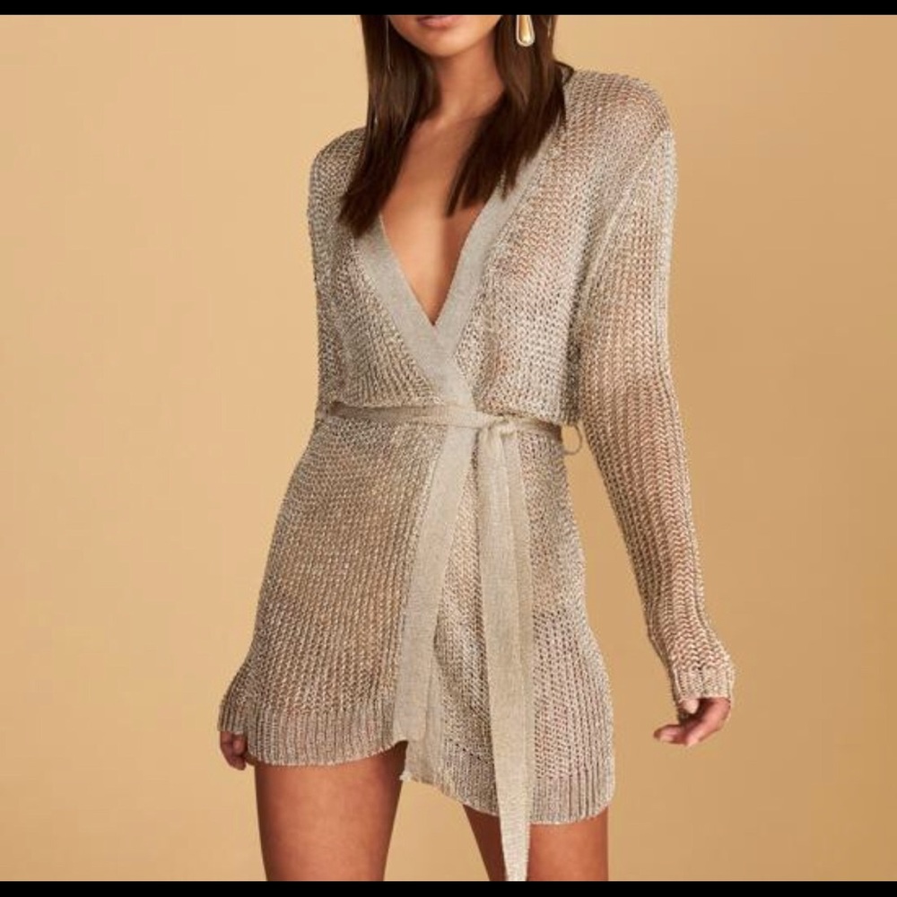 Lioness Take Me To Rio Gold Wrap Dress NEW